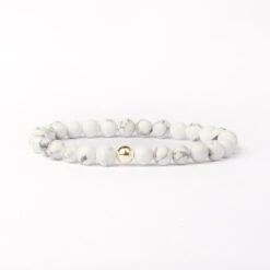 White Howlite Beaded Bracelet – Essential 6mm Gemstone Healing Crystal Jewellery(White Howlite Essential Bracelet 6mm) 10 White Howlite Beaded Bracelet – Essential 6mm Gemstone Healing Crystal Jewellery(White Howlite Essential Bracelet 6mm) -Djuna Jewelry Store white howlite bracelet gold