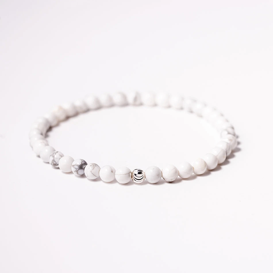 White Howlite Gemstone Bracelet 4mm(White Howlite Healing Bracelet) 1 White Howlite Gemstone Bracelet 4mm(White Howlite Healing Bracelet)