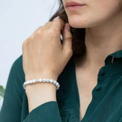 White Howlite Beaded Bracelet – Essential 6mm Gemstone Healing Crystal Jewellery(White Howlite Essential Bracelet 6mm) 8 White Howlite Beaded Bracelet – Essential 6mm Gemstone Healing Crystal Jewellery(White Howlite Essential Bracelet 6mm) -Djuna Jewelry Store white howlite feature 2