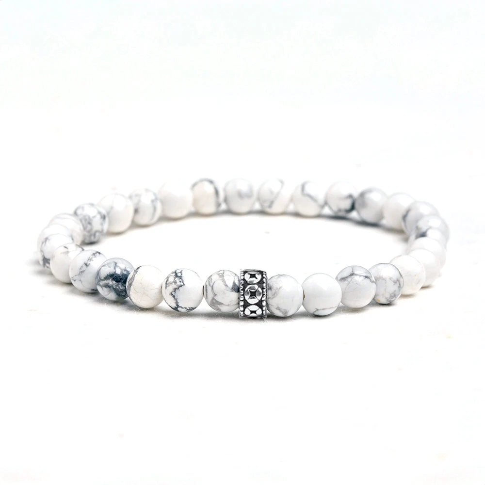 Men's White Howlite Gemstone Bracelet 6mm(Mens White Howlite Gemstone Bracelet 6mm) 1 Men's White Howlite Gemstone Bracelet 6mm(Mens White Howlite Gemstone Bracelet 6mm)